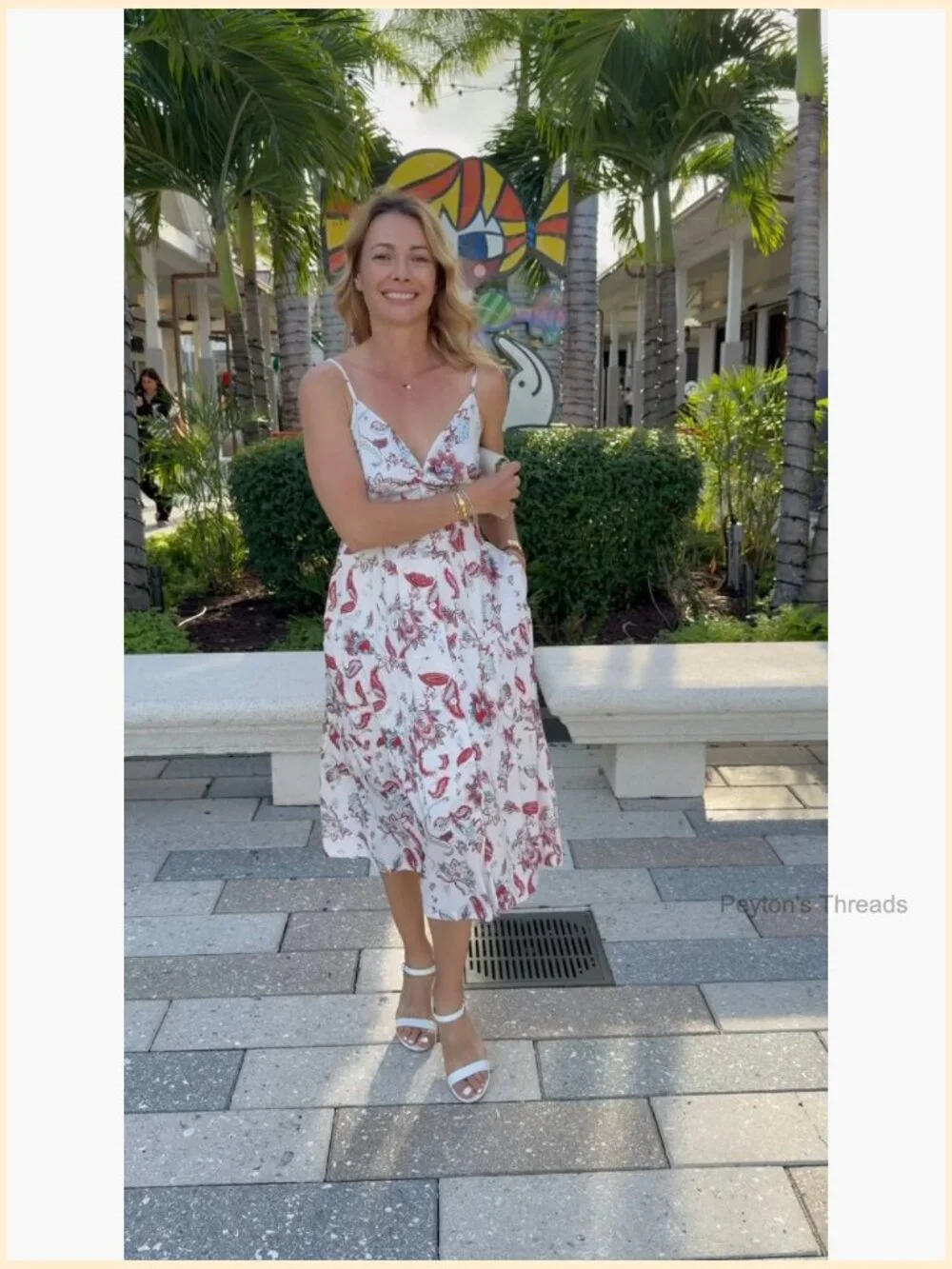 Bohemian Spaghetti Strap Button Down Swing Midi Dress - Picture 6 of 6